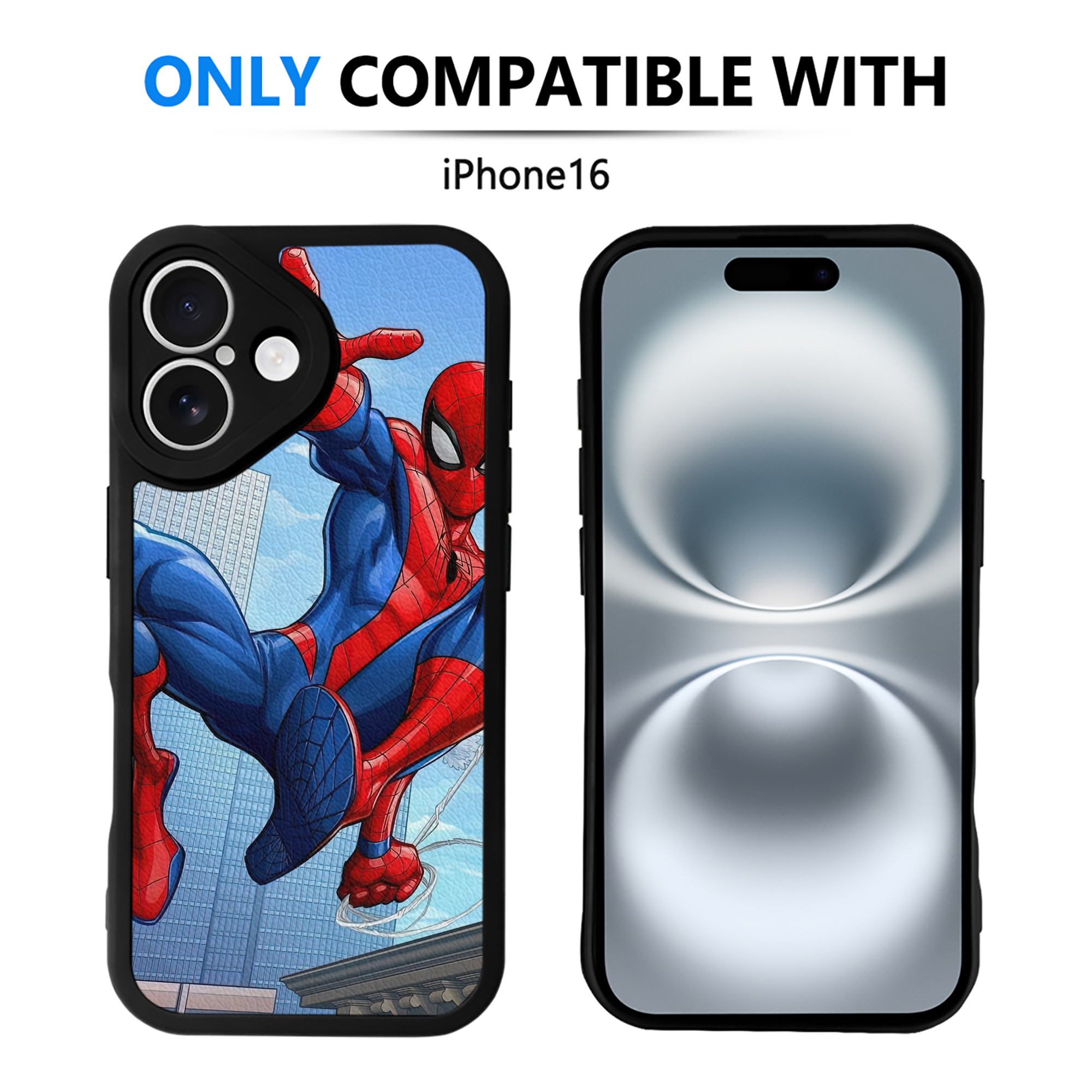 Spider Man スパイダーマン 【iPhone 16シリーズ対応】シリコンスマホケース（レザー調） 材質：シリコン